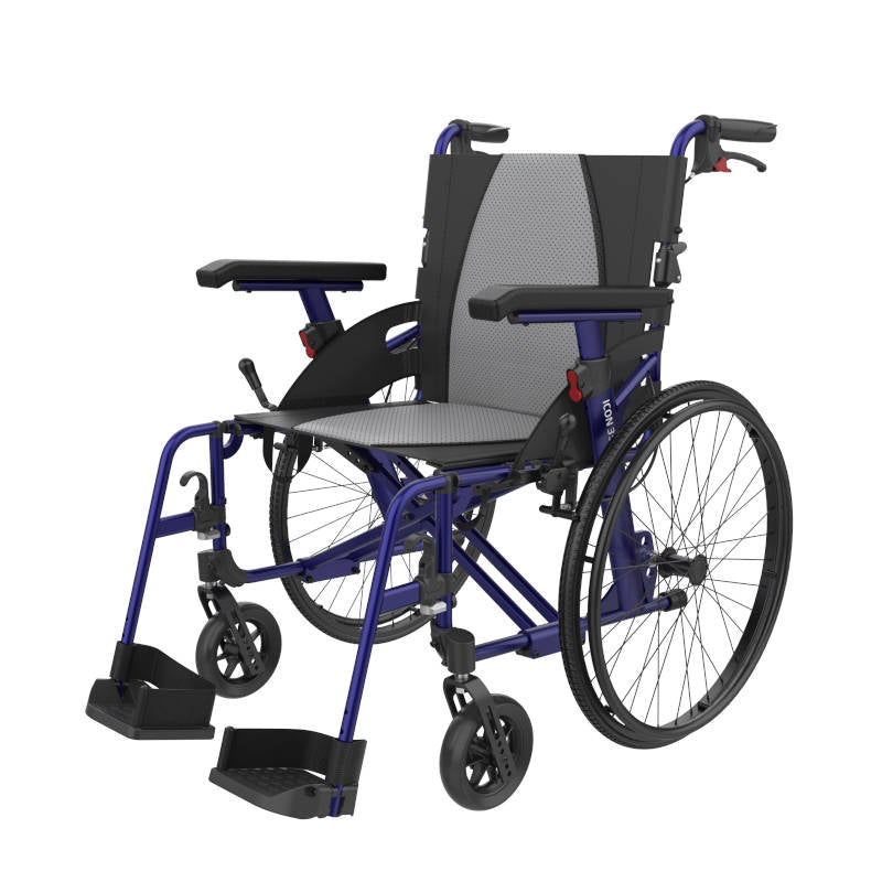 Rehasense ICON 35 LX Transport Self Propelled Wheelchair 22 inch rear wheel Aluminium PU Wheel Adjustable Armrest