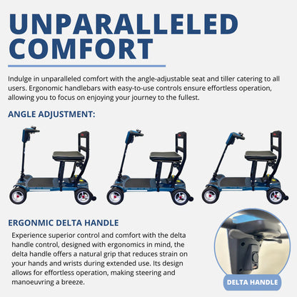 Monarch Air Manual Folding Mobility Scooter Ultra Light Weight Collapsible 125kg Capacity