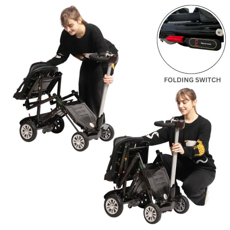 Betty & Bertie Zinnia CarbonLite Manual Folding Mobility Scooter Ultra Light Collapsible 140kg Capacity