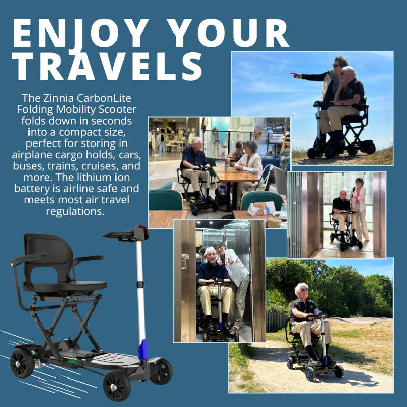 Betty & Bertie Zinnia CarbonLite Manual Folding Mobility Scooter Ultra Light Collapsible 140kg Capacity