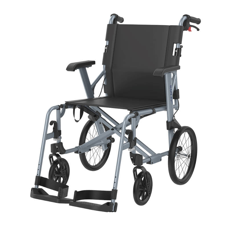 Rehasense ICON 35 BX Transport Transit Wheel Wheelchair 14 inch Rear Wheel Aluminium PU Wheel Fixed Armrest