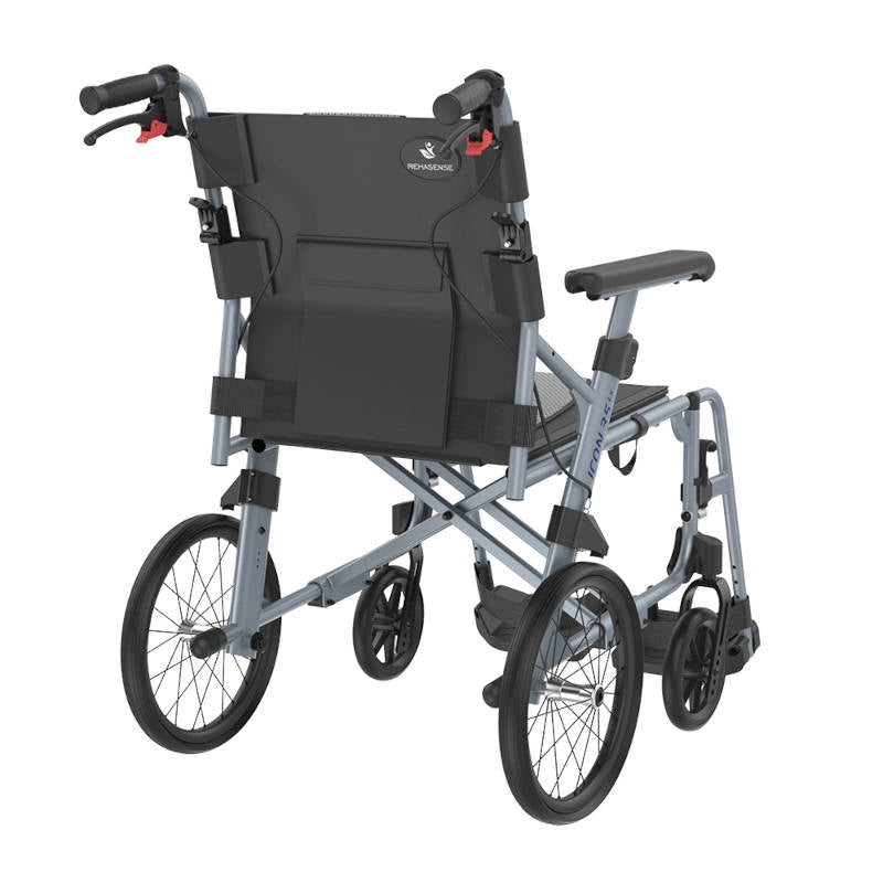 Rehasense ICON 35 LX Transport Transit Wheelchair 14" Rear Wheel Aluminium PU Wheel Adjustable Armrest